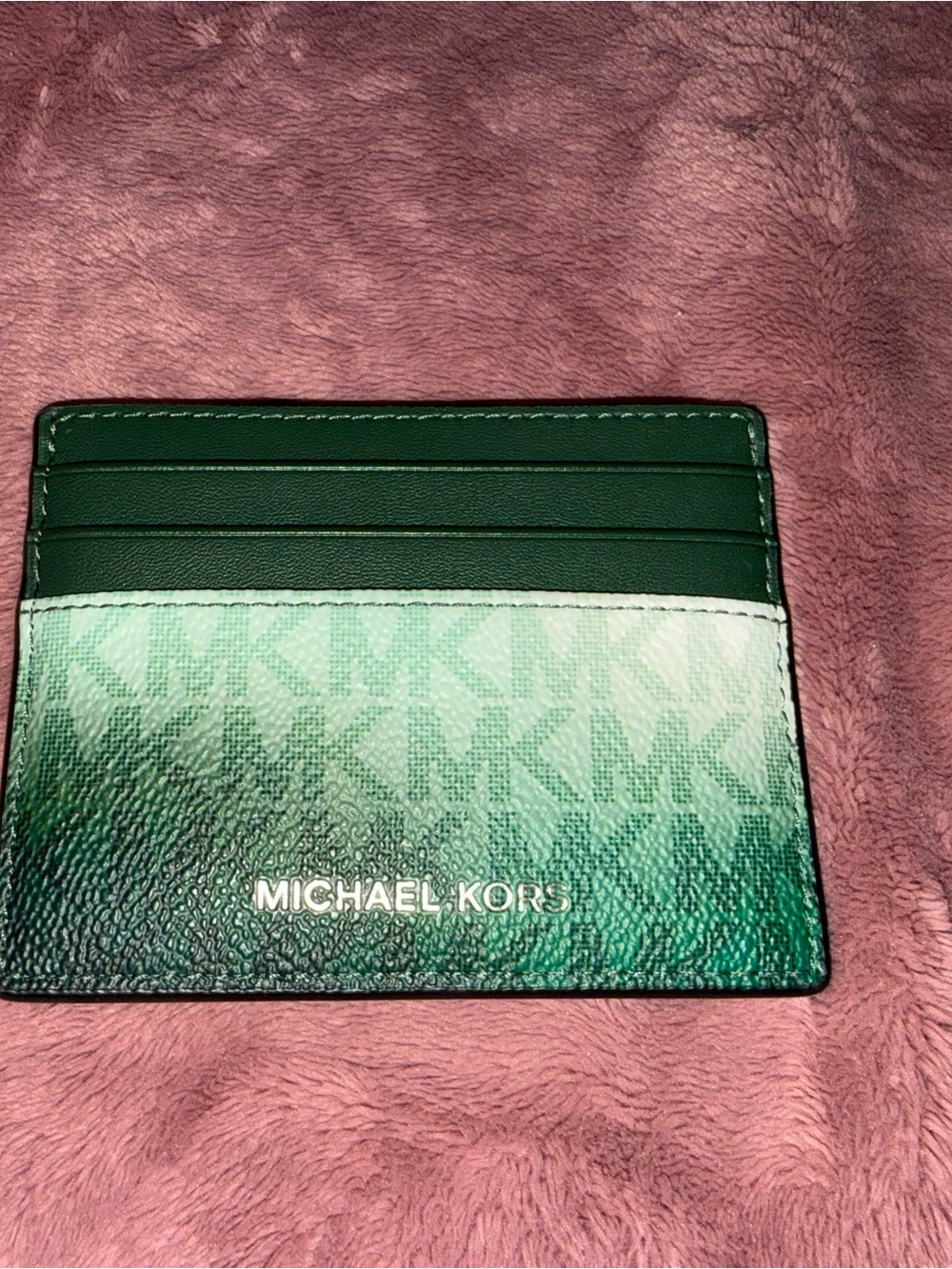 Michael Kors Green Ombre MK Signature Card Case